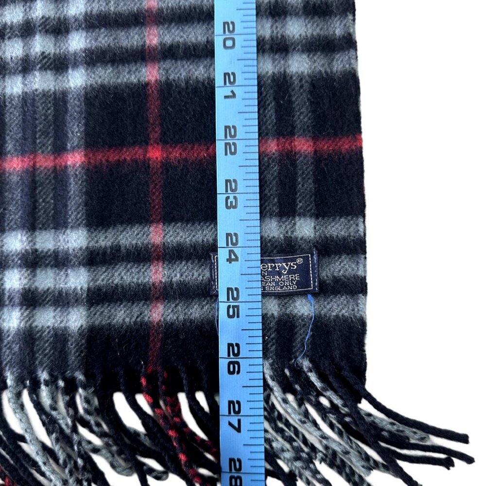 Burberrys Classic Check Scarf Black 100% Cashmere Unisex Scarf Made In England - Picture 6 of 7